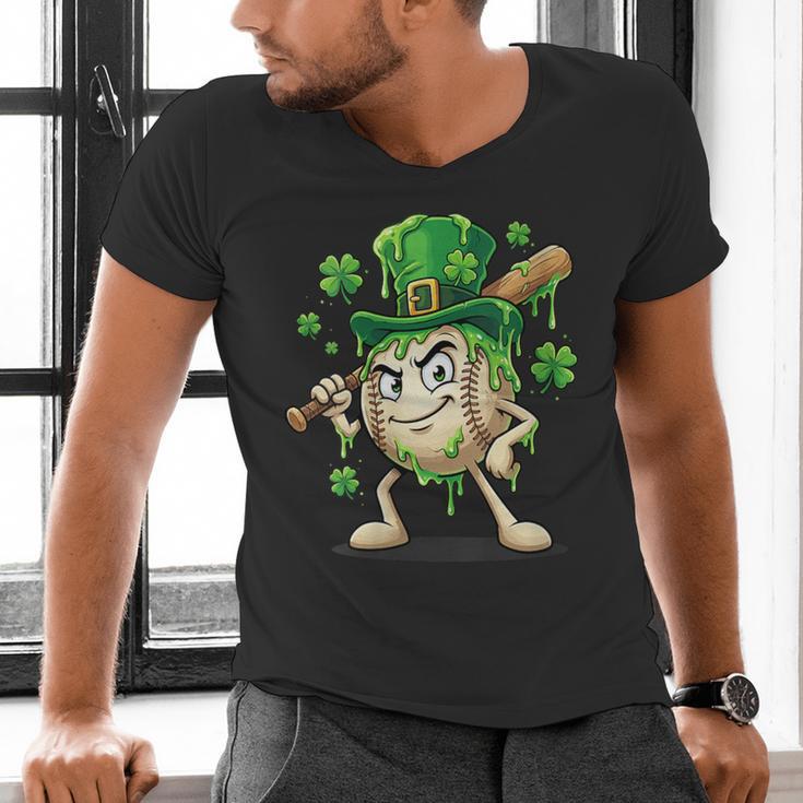 Women's St Patricks Day Baseball Leprechaun Shamrock Player Boys Kid Men's V-Neck T-Shirt Women's St Patricks Day Baseball Leprechaun Shamrock Player Boys Kid Men's V-Neck T-Shirt