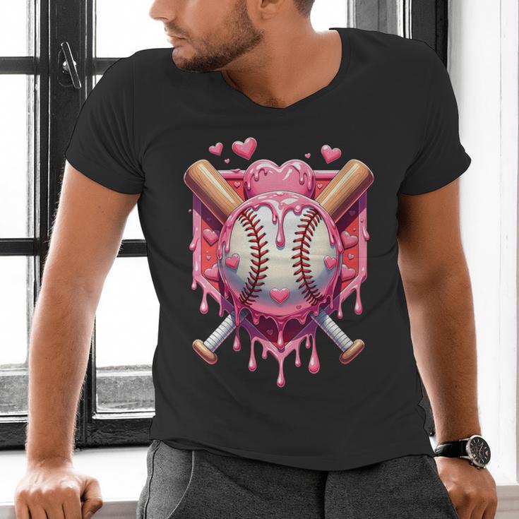 Women's Valentines Day Baseball Boys Ice Cream Drip Heart Youth Kids Men's V-Neck T-Shirt Women's Valentines Day Baseball Boys Ice Cream Drip Heart Youth Kids Men's V-Neck T-Shirt