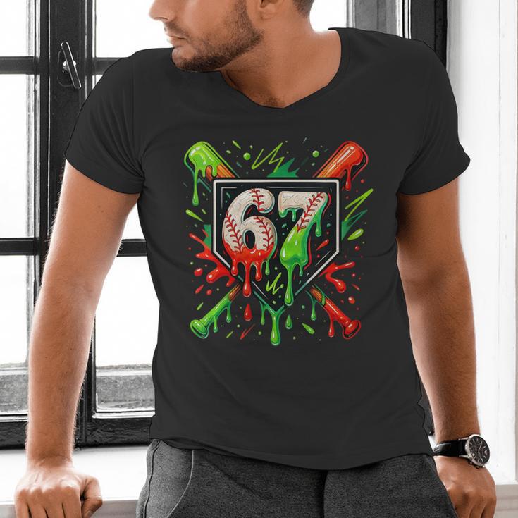 Xmas Baseball Six Seven 67 Meme Ice Cream Drip Men Women Men's V-Neck T-Shirt Xmas Baseball Six Seven 67 Meme Ice Cream Drip Men Women Men's V-Neck T-Shirt