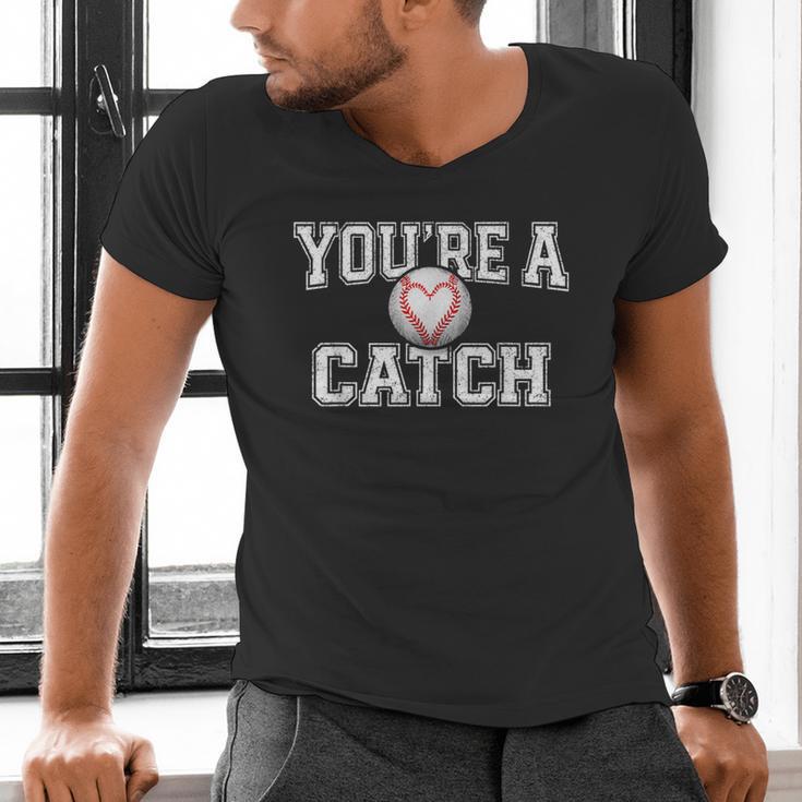 You'Re A Catch Baseball Pun Heart Kids Boys Valentines Men's V-Neck T-Shirt You'Re A Catch Baseball Pun Heart Kids Boys Valentines Men's V-Neck T-Shirt