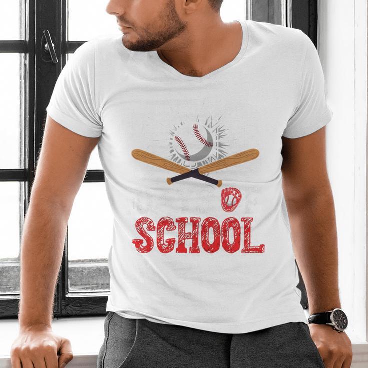 100 Days Of School Baseball 100 Days Smarter Boys Student Men's V-Neck T-Shirt