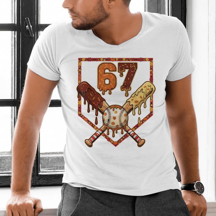 67 Baseball Drip Thanksgiving Six Seven Boys Teens Kids Men's V-Neck T-Shirt 67 Baseball Drip Thanksgiving Six Seven Boys Teens Kids Men's V-Neck T-Shirt