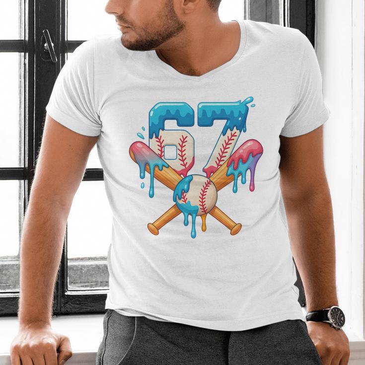 67 Baseball Life Style 101 Apparel Youth Drip Baseball Boys Men's V-Neck T-Shirt 67 Baseball Life Style 101 Apparel Youth Drip Baseball Boys Men's V-Neck T-Shirt