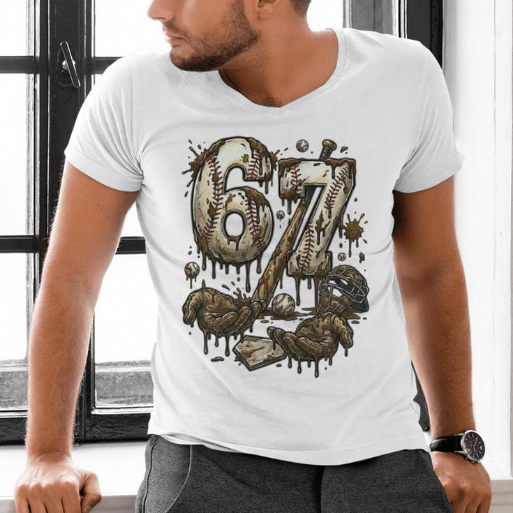 67 Baseball Six Seven Baseball 6 7 Kids Boys Girls Men's V-Neck T-Shirt 67 Baseball Six Seven Baseball 6 7 Kids Boys Girls Men's V-Neck T-Shirt