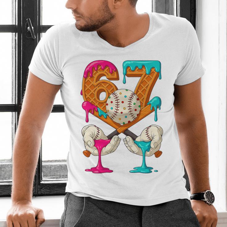 67 Ice Cream Drip Baseball Number 67 Player 67th Birthday Premium Tri-Blend Men's V-Neck T-Shirt 67 Ice Cream Drip Baseball Number 67 Player 67th Birthday Premium Tri-Blend Men's V-Neck T-Shirt