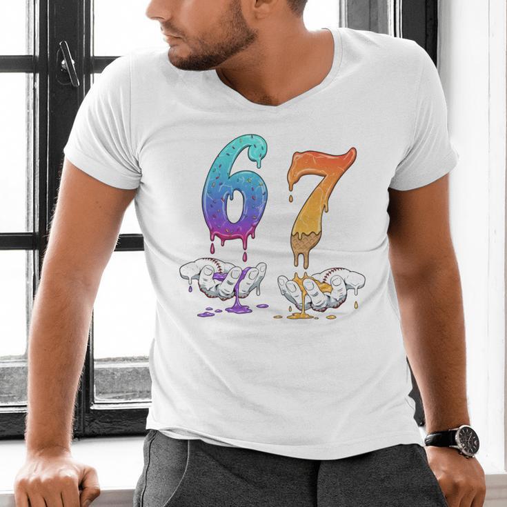 67 Meme Baseball Kids Girls Humor Number 6 7 Men's V-Neck T-Shirt 67 Meme Baseball Kids Girls Humor Number 6 7 Men's V-Neck T-Shirt