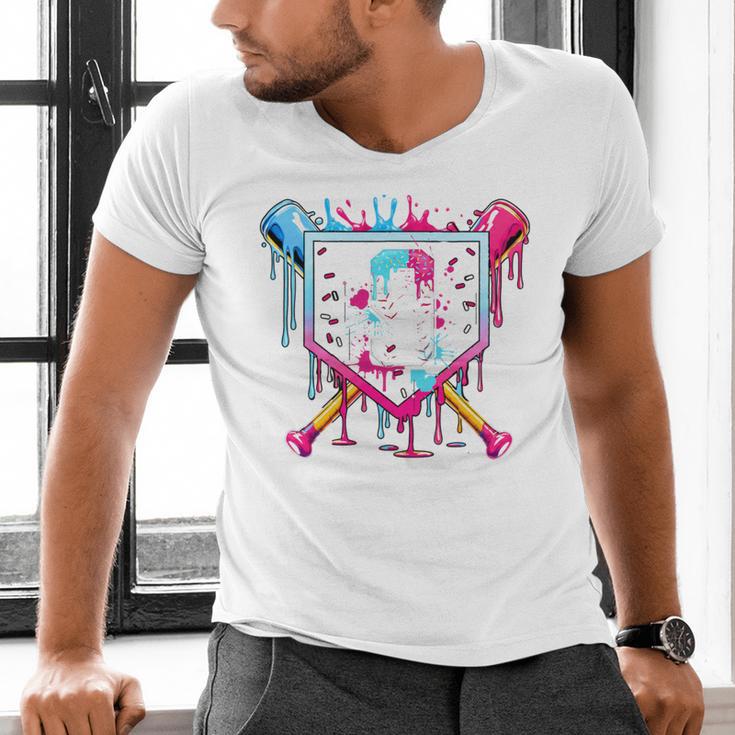 9th Birthday Boys Baseball Ice Cream Drip Boys Baseball Men's V-Neck T-Shirt 9th Birthday Boys Baseball Ice Cream Drip Boys Baseball Men's V-Neck T-Shirt