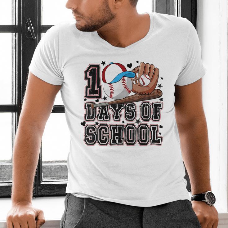 Baseball 100 Days Of School Happy 100th Day Teachers Kids Men's V-Neck T-Shirt Baseball 100 Days Of School Happy 100th Day Teachers Kids Men's V-Neck T-Shirt
