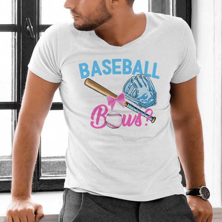 Baseball Or Bows Brother Loves You Gender Reveal Boy Or Girl Men's V-Neck T-Shirt Baseball Or Bows Brother Loves You Gender Reveal Boy Or Girl Men's V-Neck T-Shirt