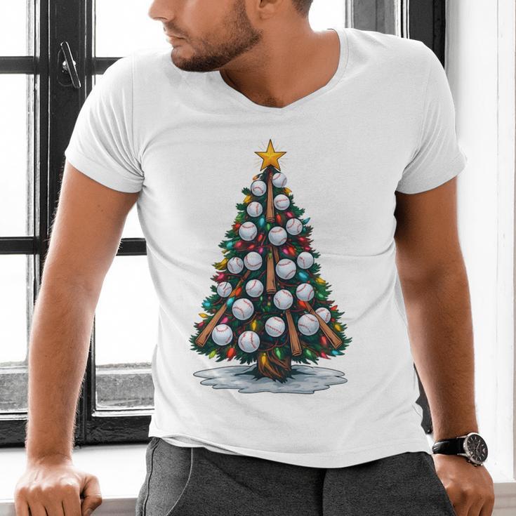 Baseball Christmas Tree Men Boys Youth Santa Sports Men's V-Neck T-Shirt