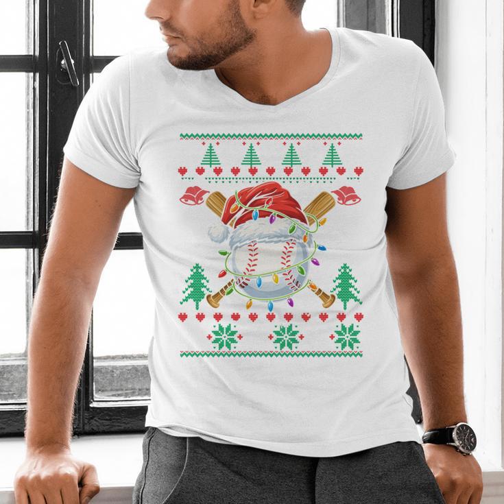 Baseball Christmas Ugly Sweater Santa Sport Men Kids Men's V-Neck T-Shirt Baseball Christmas Ugly Sweater Santa Sport Men Kids Men's V-Neck T-Shirt