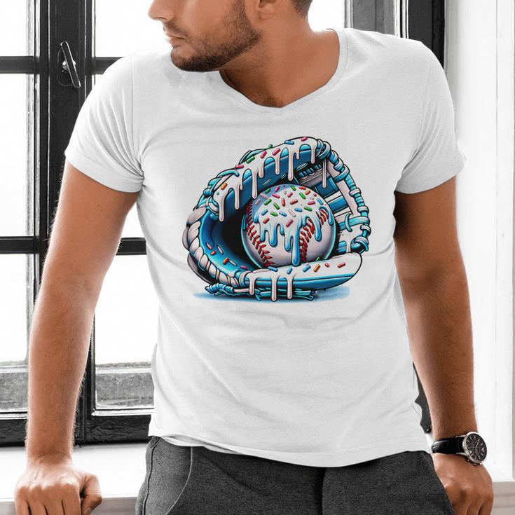 Baseball Drip Ice Cream Sprinkles Baseball Glove Premium Tri-Blend Men's V-Neck T-Shirt