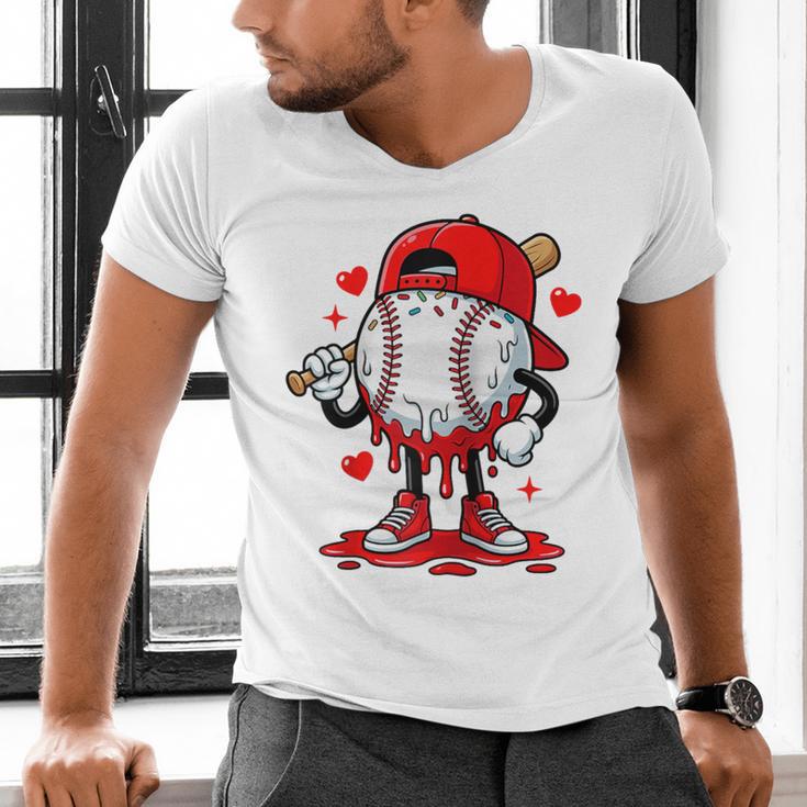 Baseball Drip Icecream Apparel Youth Boy Valentine Raglan Baseball Tee Men's V-Neck T-Shirt