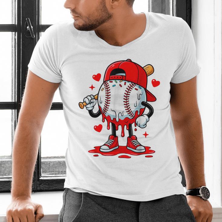 Baseball Drip Valentines Men's V-Neck T-Shirt