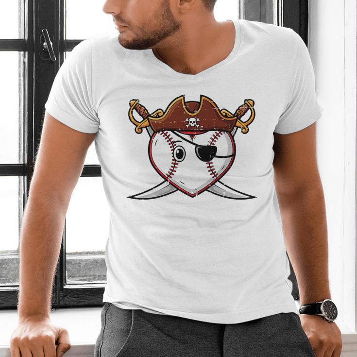 Baseball Heart Pirate Hat Crossed Swords Men Boys Kids Youth Premium Tri-Blend Men's V-Neck T-Shirt Baseball Heart Pirate Hat Crossed Swords Men Boys Kids Youth Premium Tri-Blend Men's V-Neck T-Shirt