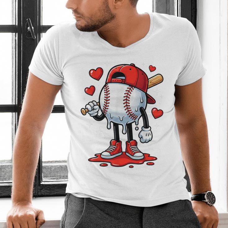 Baseball Ice Cream Drip Valentines Day Sports For Kids Boys Men's V-Neck T-Shirt Baseball Ice Cream Drip Valentines Day Sports For Kids Boys Men's V-Neck T-Shirt