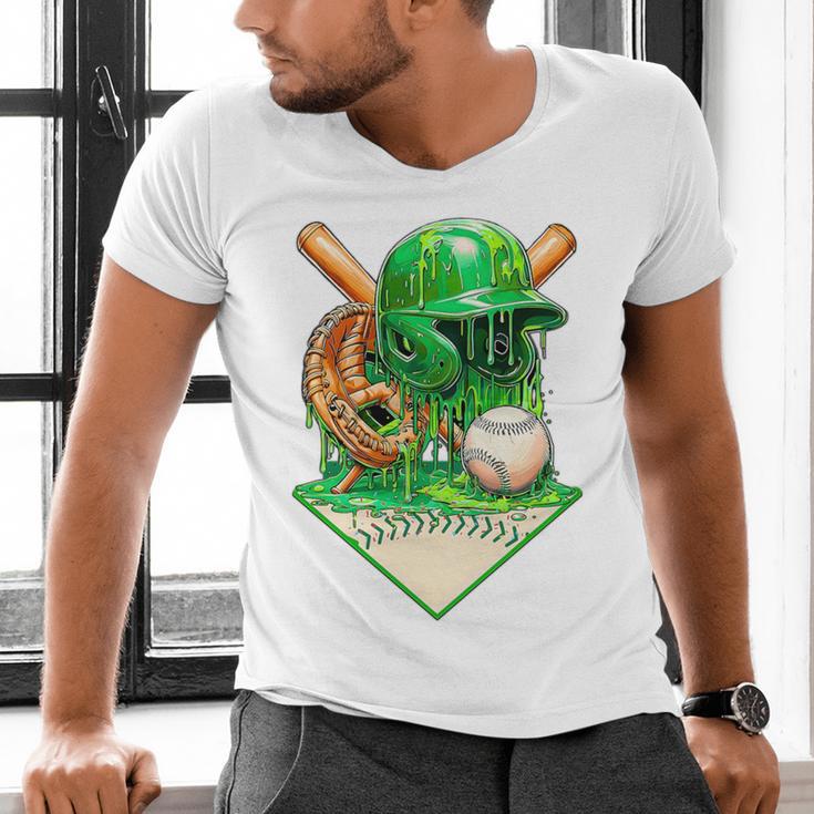 Baseball Life Style Ice Cream Drip Green Premium Tri-Blend Men's V-Neck T-Shirt Baseball Life Style Ice Cream Drip Green Premium Tri-Blend Men's V-Neck T-Shirt