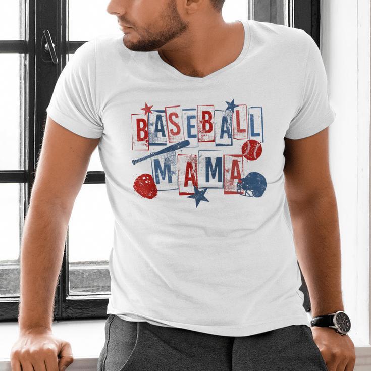Baseball Mama Mom Mother Vintage Game Day Men's V-Neck T-Shirt Baseball Mama Mom Mother Vintage Game Day Men's V-Neck T-Shirt
