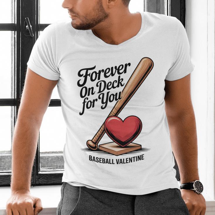 Baseball Valentine Forever On Deck For You Tee Men's V-Neck T-Shirt