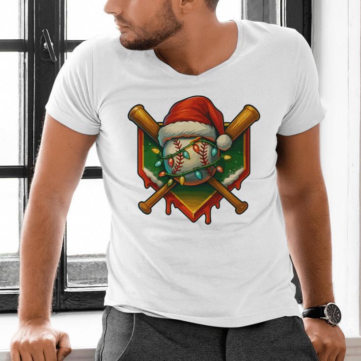 Baseball Xmas Christmas Baseball Ice Cream Drip Boys Men's V-Neck T-Shirt