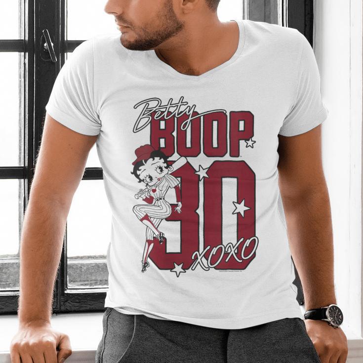 Betty Boop Baseball Logo Jersey With Stars Cute Cartoon Men's V-Neck T-Shirt