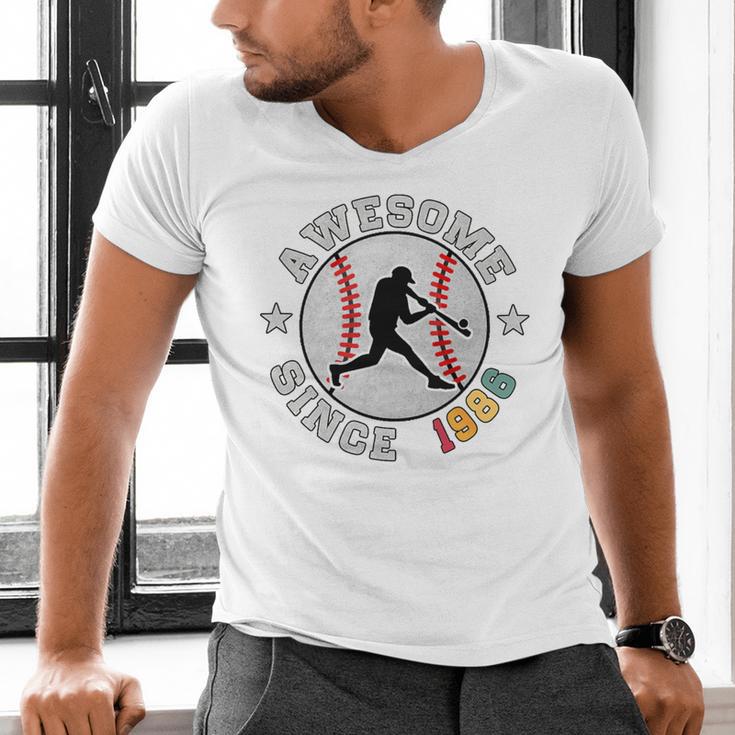 Birthday Baseball Lover 40 Years Old Awesome Since 1986 Premium Tri-Blend Men's V-Neck T-Shirt Birthday Baseball Lover 40 Years Old Awesome Since 1986 Premium Tri-Blend Men's V-Neck T-Shirt