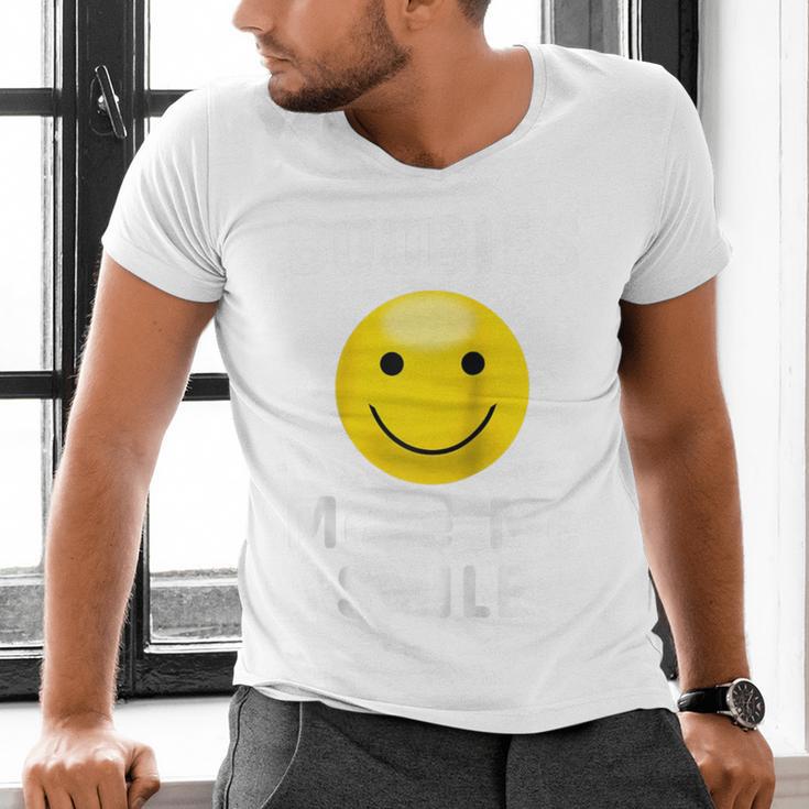 Boobies Make Me Smile Mardi Gras Raglan Baseball Tee Men's V-Neck T-Shirt