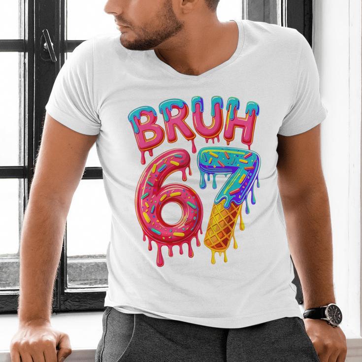 Bruh 67 Baseball Drip Number 67 Player 67th Birthday Men's V-Neck T-Shirt Bruh 67 Baseball Drip Number 67 Player 67th Birthday Men's V-Neck T-Shirt