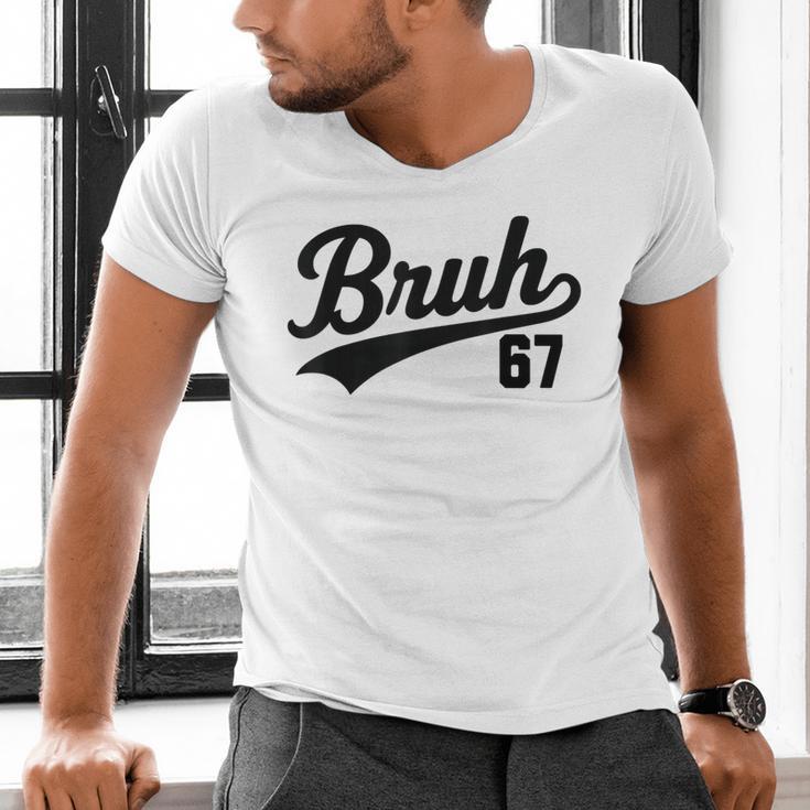 Bruh Baseball Style Number 67 Sports Bro Slang Meme Brother Men's V-Neck T-Shirt