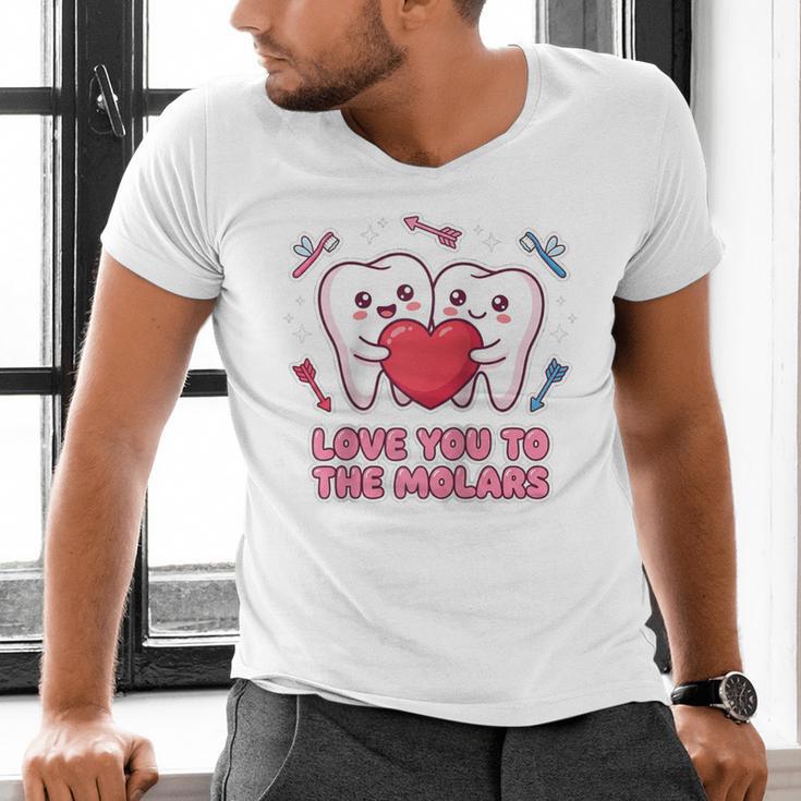 Cute Dentist Valentine Love You To The Molars Teeth Pun Raglan Baseball Tee Men's V-Neck T-Shirt Cute Dentist Valentine Love You To The Molars Teeth Pun Raglan Baseball Tee Men's V-Neck T-Shirt