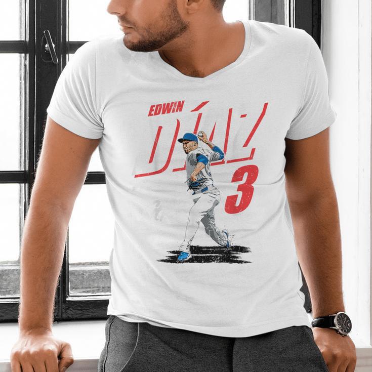 Edwin Diaz Los Angeles D Baseball Players MLBEDD204M Men's V-Neck T-Shirt