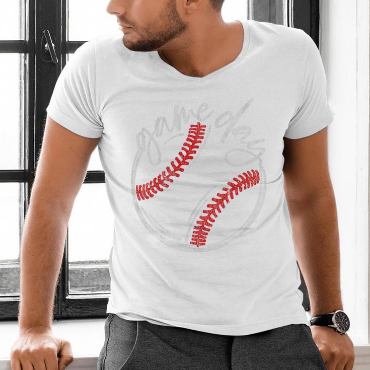 Game Day Baseball Baseball Lovers Softball Life Mom Premium Tri-Blend Men's V-Neck T-Shirt
