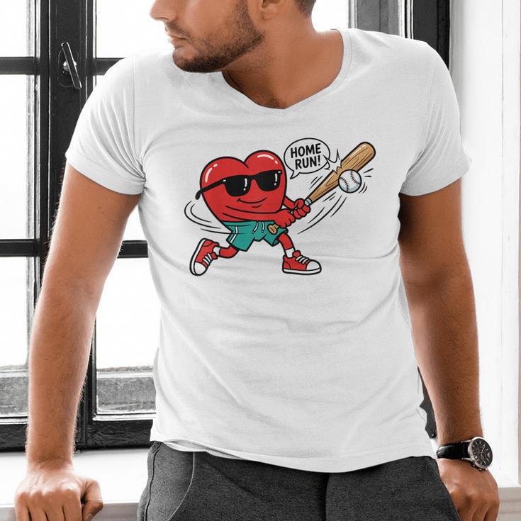 Heart Valentines Day Baseball Men Boys Kids Teens Men's V-Neck T-Shirt Heart Valentines Day Baseball Men Boys Kids Teens Men's V-Neck T-Shirt