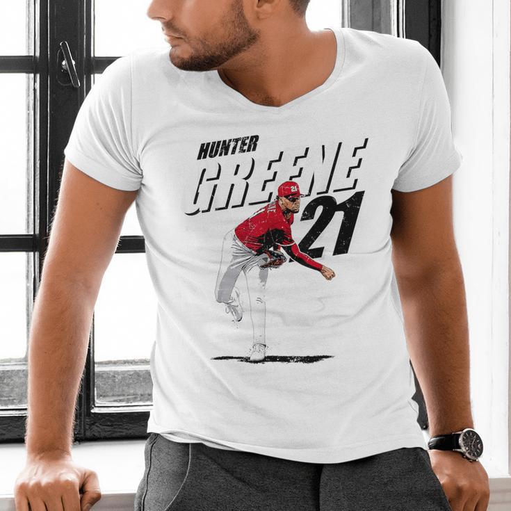 Hunter Greene Cincinnati MLB Baseball Players MLBHGR204M Men's V-Neck T-Shirt Hunter Greene Cincinnati MLB Baseball Players MLBHGR204M Men's V-Neck T-Shirt