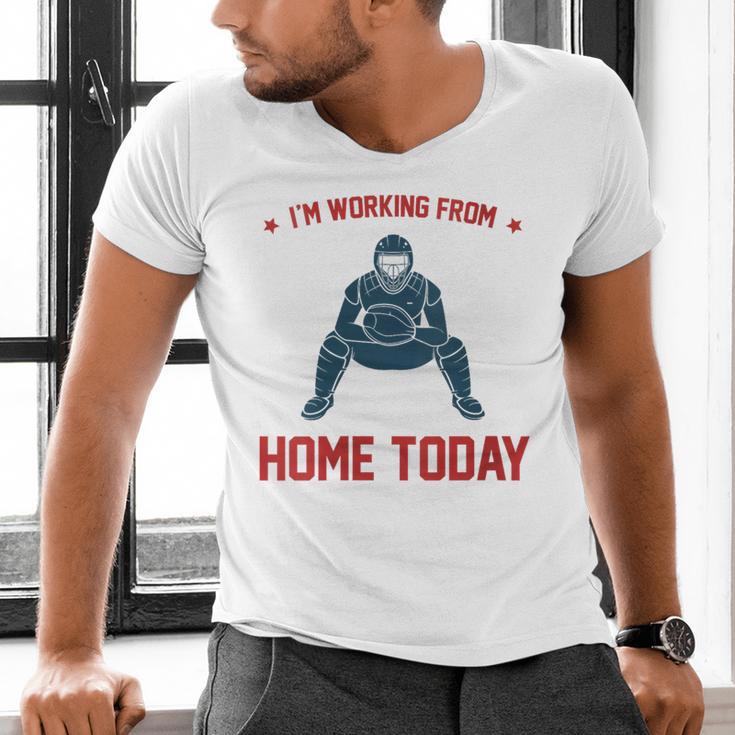 I'm Working From Home Today Baseball Lover Men Women Men's V-Neck T-Shirt I'm Working From Home Today Baseball Lover Men Women Men's V-Neck T-Shirt