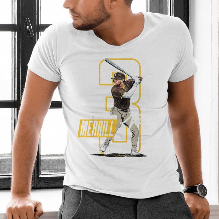 Jackson Merrill San Diego MLB Baseball Player MLBJME202M Men's V-Neck T-Shirt