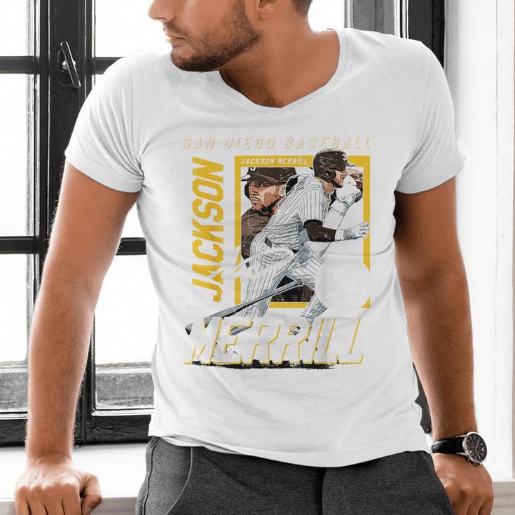 Jackson Merrill San Diego MLB Baseball Player MLBJME203M Men's V-Neck T-Shirt