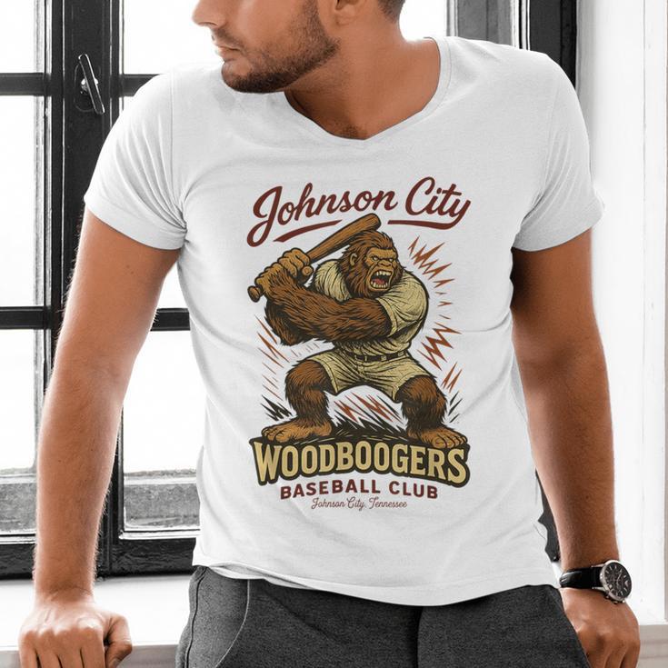 Johnson City Woodboogers Retro Baseball Club Men's V-Neck T-Shirt Johnson City Woodboogers Retro Baseball Club Men's V-Neck T-Shirt