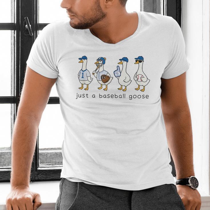 Just a Baseball GooseLife Is Better With Geese On Your Team Men's V-Neck T-Shirt