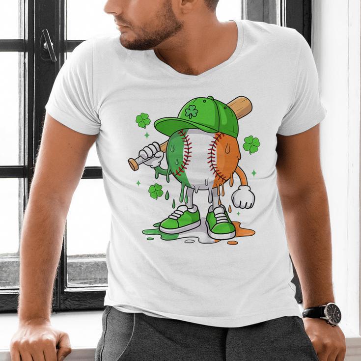 Kids Boys St Patricks Day Irish Flag Kids Baseball Ice Cream Drip Men's V-Neck T-Shirt Kids Boys St Patricks Day Irish Flag Kids Baseball Ice Cream Drip Men's V-Neck T-Shirt