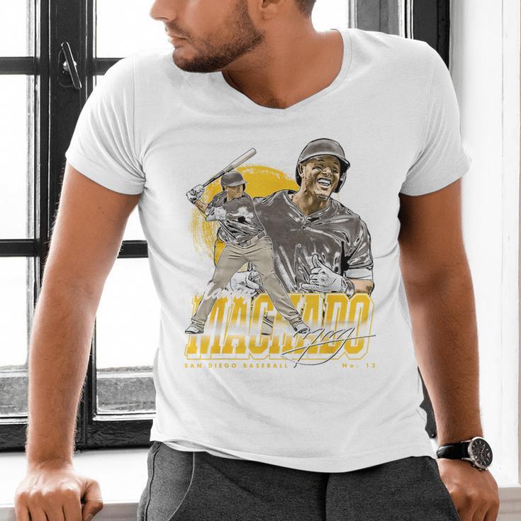 Manny Machado San Diego MLB Baseball Players MLBMMA302N Men's V-Neck T-Shirt Manny Machado San Diego MLB Baseball Players MLBMMA302N Men's V-Neck T-Shirt
