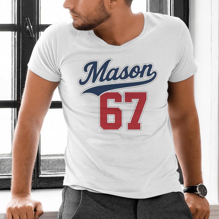 Mason 67 Jersey Baseball Men Women Boys Girls Number 6 7 Men's V-Neck T-Shirt Mason 67 Jersey Baseball Men Women Boys Girls Number 6 7 Men's V-Neck T-Shirt