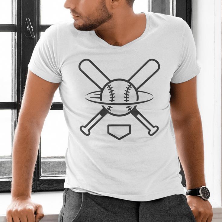Minimalist Baseball Clean Sports Graphic Tee For Fan Players Men's V-Neck T-Shirt