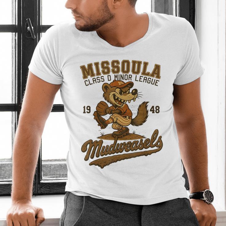 Missoula Mudweasels Retro Minor League Baseball Men's V-Neck T-Shirt