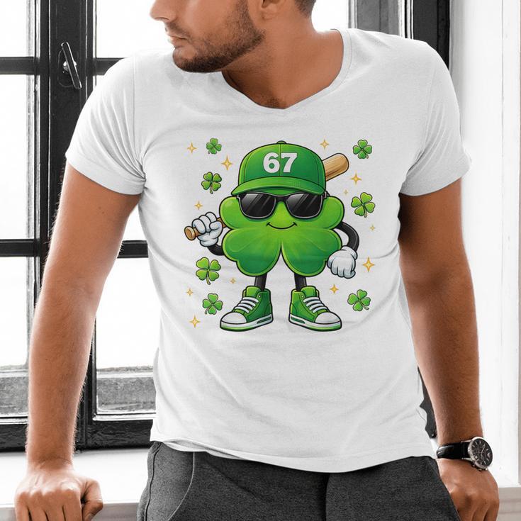 Shamrocks Playing Baseball St Patricks Day 6 7 Meme Men Boys Men's V-Neck T-Shirt Shamrocks Playing Baseball St Patricks Day 6 7 Meme Men Boys Men's V-Neck T-Shirt