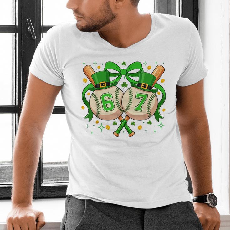 Six Seven 67 Meme Baseball Coquette Bow St Patrick's Day Men's V-Neck T-Shirt