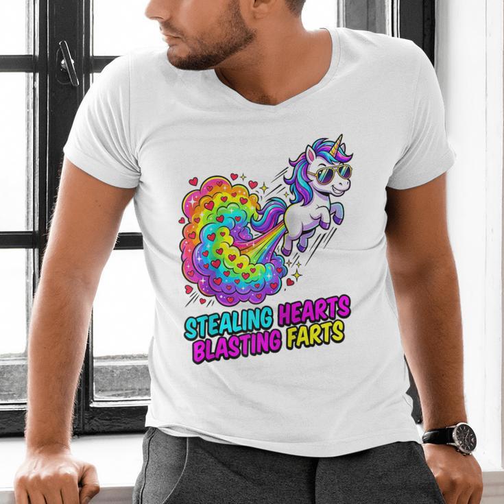 Unicorn Fart Valentine Stealing Hearts Blasting Farts Raglan Baseball Tee Men's V-Neck T-Shirt Unicorn Fart Valentine Stealing Hearts Blasting Farts Raglan Baseball Tee Men's V-Neck T-Shirt