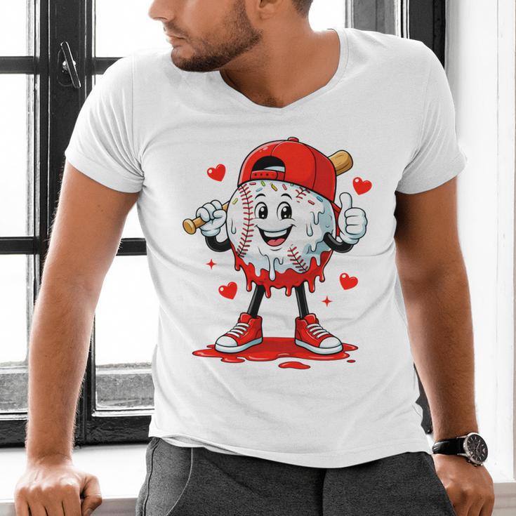 Valentine Baseball Heart Sports Men Boys Kid Men's V-Neck T-Shirt Valentine Baseball Heart Sports Men Boys Kid Men's V-Neck T-Shirt