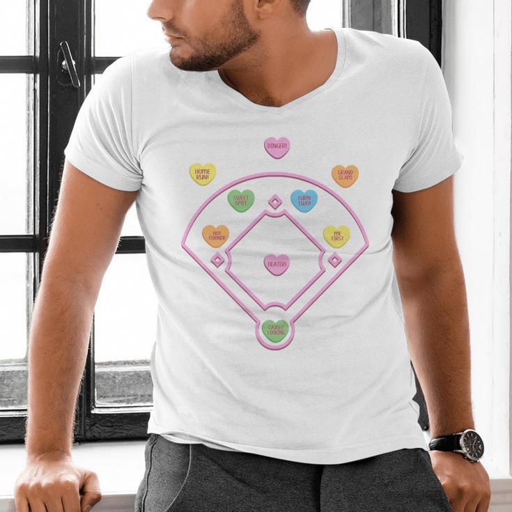 Valentine Heart Love Cute Baseball Softball Lover Sayings Men's V-Neck T-Shirt Valentine Heart Love Cute Baseball Softball Lover Sayings Men's V-Neck T-Shirt