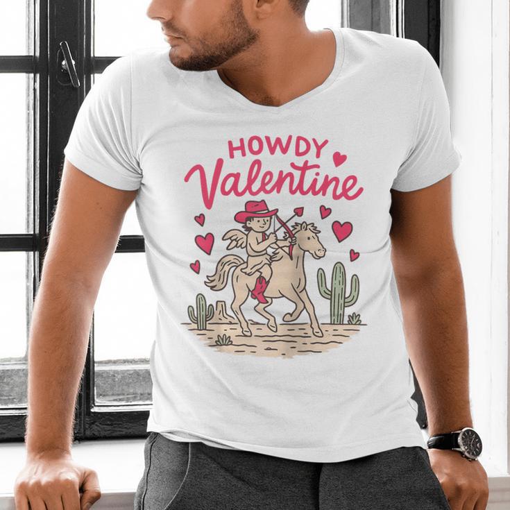 Valentine’s Day Western Life Cowboys Cupid Howdy Valentine Raglan Baseball Tee Men's V-Neck T-Shirt